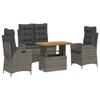 VidaXL Ensemble à Manger de Jardin avec Coussins 4 pcs, Table de Terrasse, Meubles de Patio, Mobilier d'Extérieur, Gris 3277467