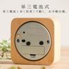 Fuji Boeki Analog Table Clock/Alarm Clock, 10.2cm Wide, Natural Wood, Quiet Alarm, with Light, Tabletop, Square, Wood, 36696