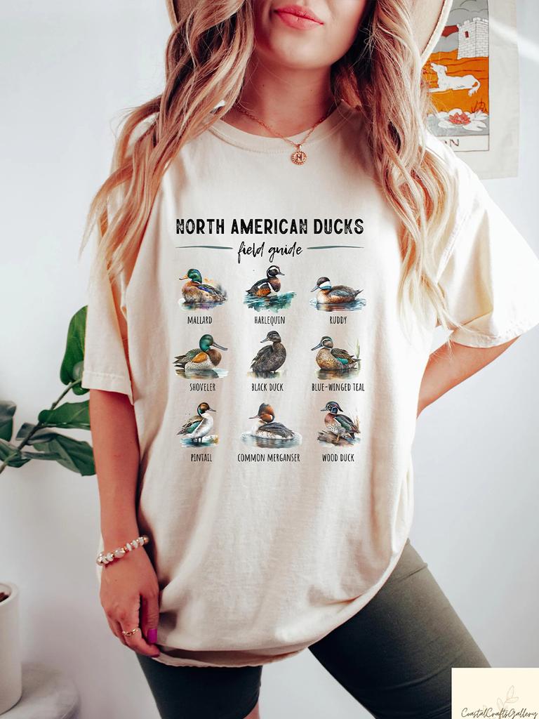 Retro Comfort Duck Tshirt Ducks of North America Shirt Cute Waterfowl Nature Lover Gift Cute Duck Y2K Unisex Shirt Streetwear