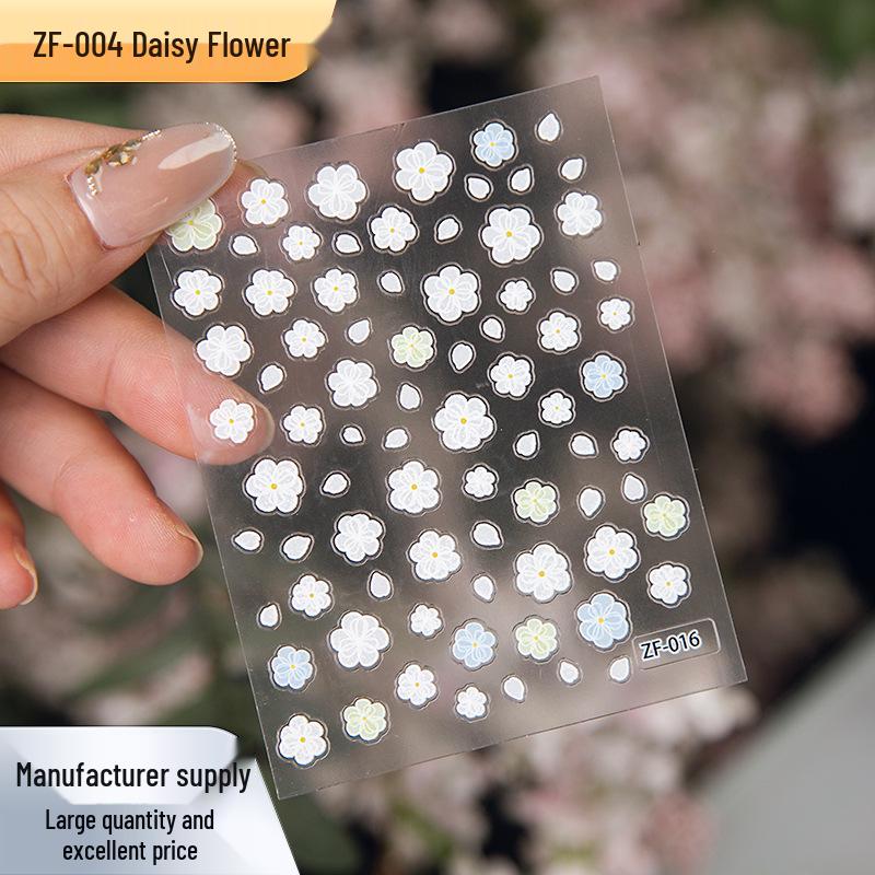 Daisy Energetic White Flower Nail Stickers: High-Value Manicure, Stylish and Chic.