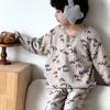 Детский двухсторонний флисовый мультяшный пижамный комплект в корейском стиле для мальчиков и девочек - Теплая одежда для осени/зимы