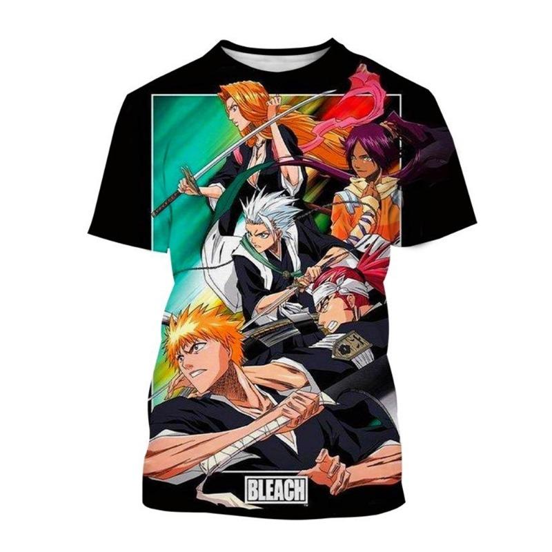 Горячая распродажа Летняя футболка с принтом Куросаки Ичиго аниме BLEACH модная с круглым вырезом с коротким рукавом мужская и женская повседневная одежда детская