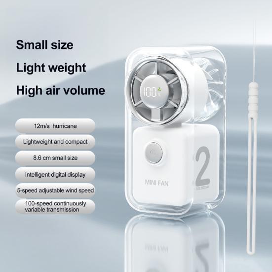 Mini Handheld Fan Transparent Cyber Portable Small Fan with Digital Display 3