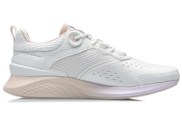 Li Ning Slip Resistant Abrasion Resistant Low top Running Shoes Women's Mist White AGLR056-1