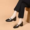 Square Head Mary Jane Shoes Women's Spring New Elegant Shallow Mouth Single Shoes One-word Buckle Thick Heel Women's High Heels