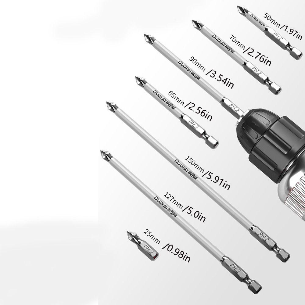 1/7pcs High Hardness Batch Head Anti Non-slip PH2 Screwdriver Bits Cross Bit  Power Hand Tools