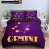Constellation King Queen Duvet Cover Astrological Bedding Set for Kids Teens Adults Psychedelic Tarot Astrology Soft Quilt Cover