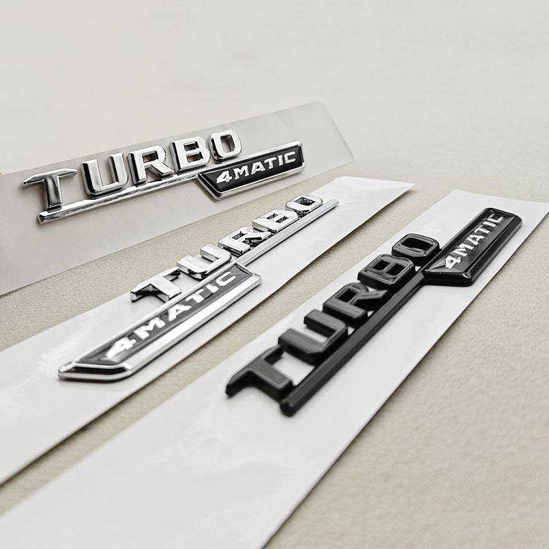 2PCS ABS Car Letter Side Fender Logo TURBO 4MATIC Badge Emblem Sticker For Mercedes Benz AMG A45 CLA35 45 X247 W213 Accessories