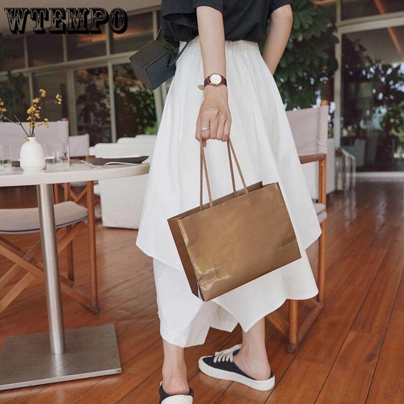 Japanese Gothic Irregular High Waist Pleated Skirts Women Black Harajuku Punk Cargo Skirt Summer Solid Casual Long Skirts