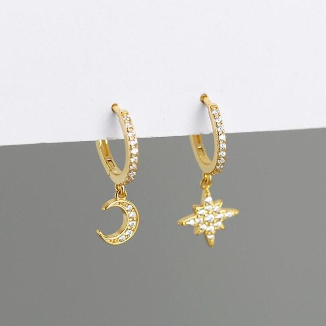 100% 925 пробы серебро маленькие круглые золотые молнии циркониевые серьги-кольца клипсы для женщин Pendientes геометрические