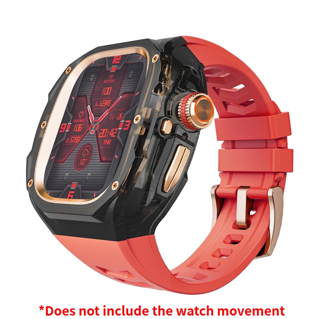 Роскошный мод-комплект для Apple watch Ultra 3/2/1 49 мм Спортивный резиновый ремешок+чехол для Iwatch ultra 49 мм Прозрачный ледяной чехол Комплект для переделки