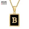 18K Gold Stainless Steel Square Letter Necklace Women - 26 English Uppercase Letter Pendant