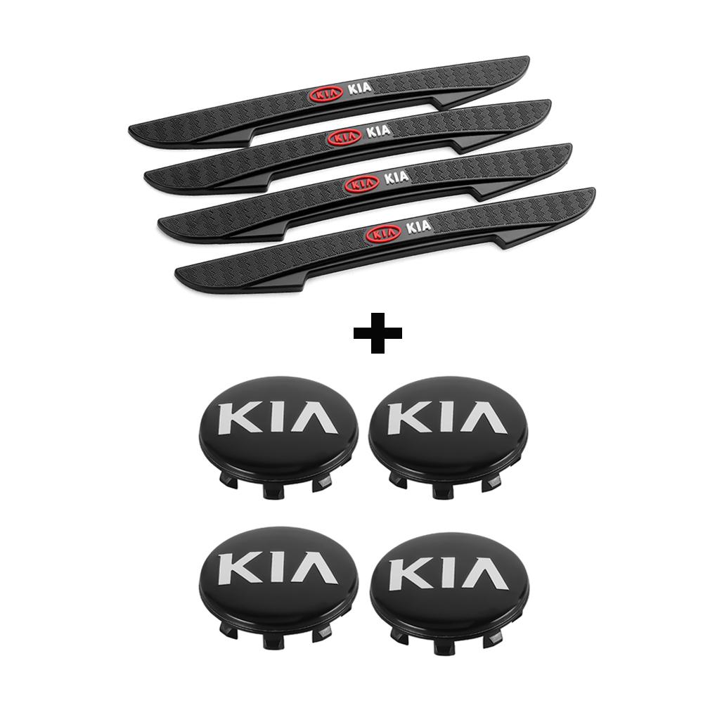 AABIY1 4Pcs Car Wheel Center Hub Cap With Crash Anti Collision Protector Strip For KIA Sportage GT RIO Ceed Picanto Pegas Sorento Niro