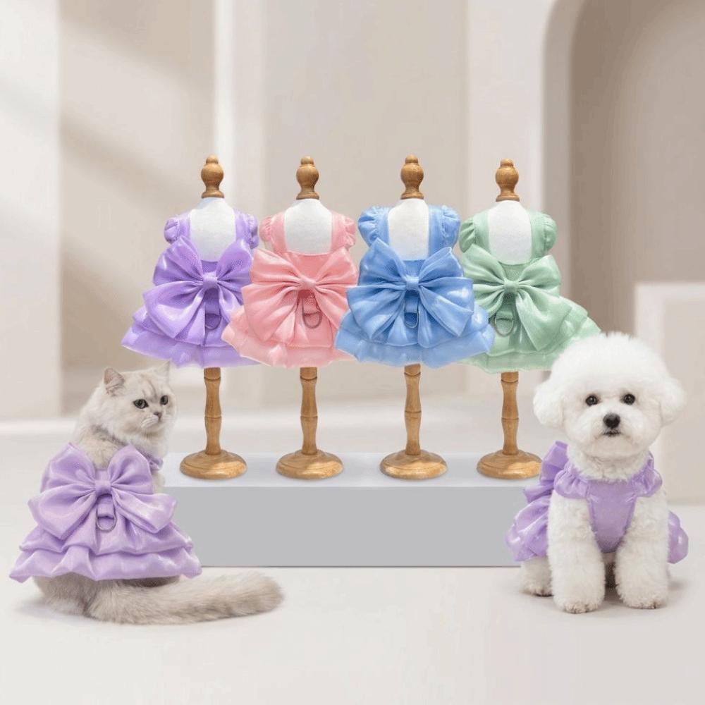 Breathable Puppy Princess Dress Bow Design Cat Dog Vest For Chihuahua Pomeranian Teddy