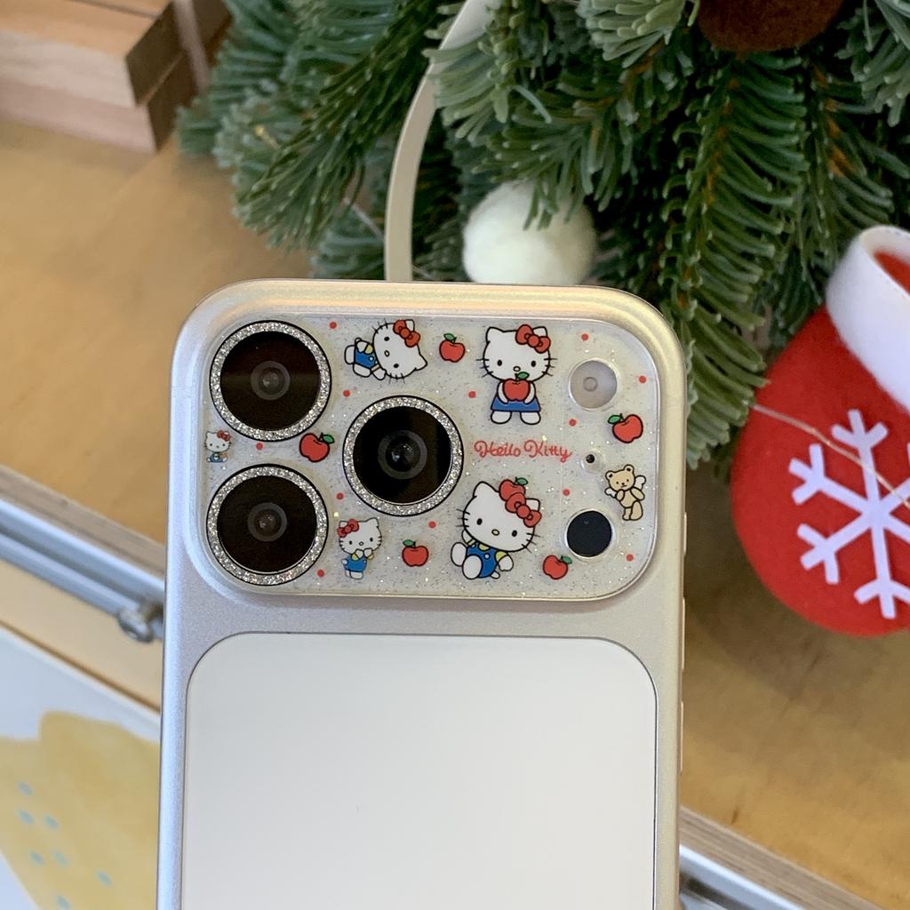 Корейский стиль INS Мультяшная Анимация Блестящий Bling Защита Камеры Для IPhone 17 16 15 14 Pro Max Колпачок Китти Стекло Линзы Пленка на Экран Противоударная Броня