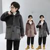 Детская шерстяная куртка для мальчиков осень-зима, пальто плюс утолщенный бархат, верхняя одежда для мальчиков, 2 цвета