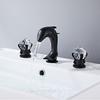 Black Antique Bathroom Faucet Golden Polished Lavatory Basin Mixer Tap 2 Crystal Knobs 3 Holes Cold&hot Water Faucet