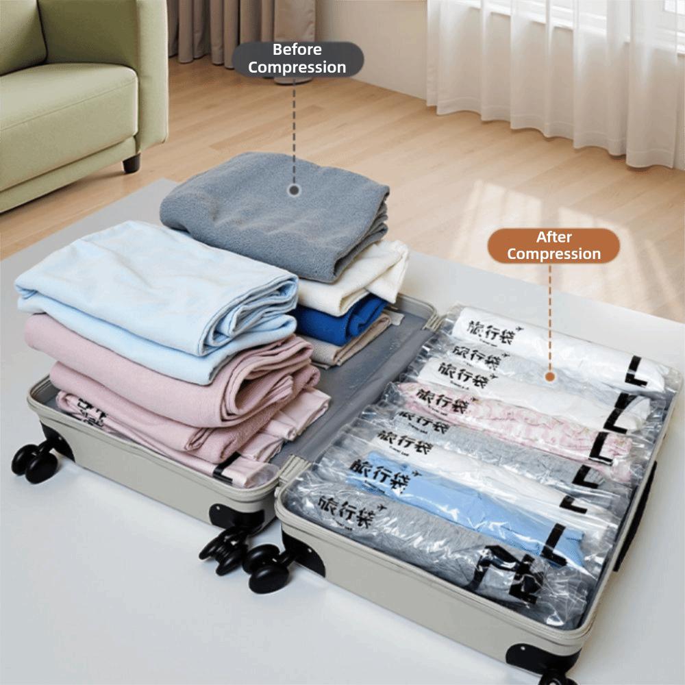 2Pcs Space Saver Hand Roll Vacuum Bags Reusable Luggage Vacuum Storage Bag for Travel
