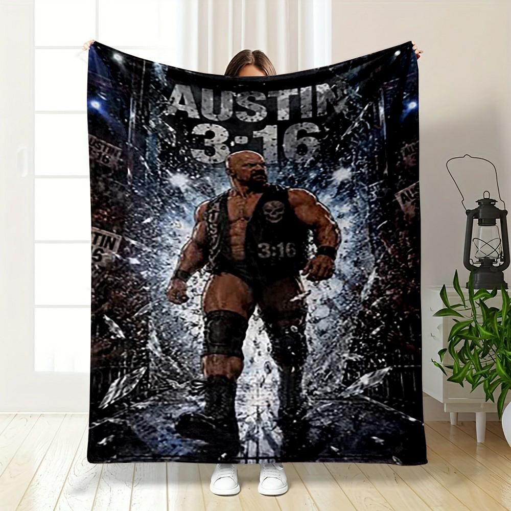 "Stone Cold Wrestling Icon Design Flannel blanket for bedroom living room sofa and nap"