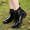 Women's Fashion Rainboots Waterproof Shoes Woman Mud Water Shoes Rubber Lace Up PVC Ankle Boots Sewing Rain Boots Plus Size