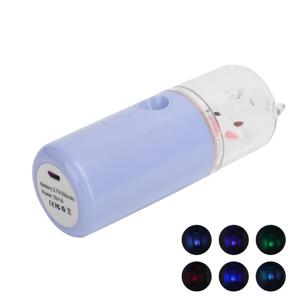 Портативный нано-мистер для лица, увлажняющий ручной распылитель прохладного тумана с функцией цветной подсветки, фиолетовый