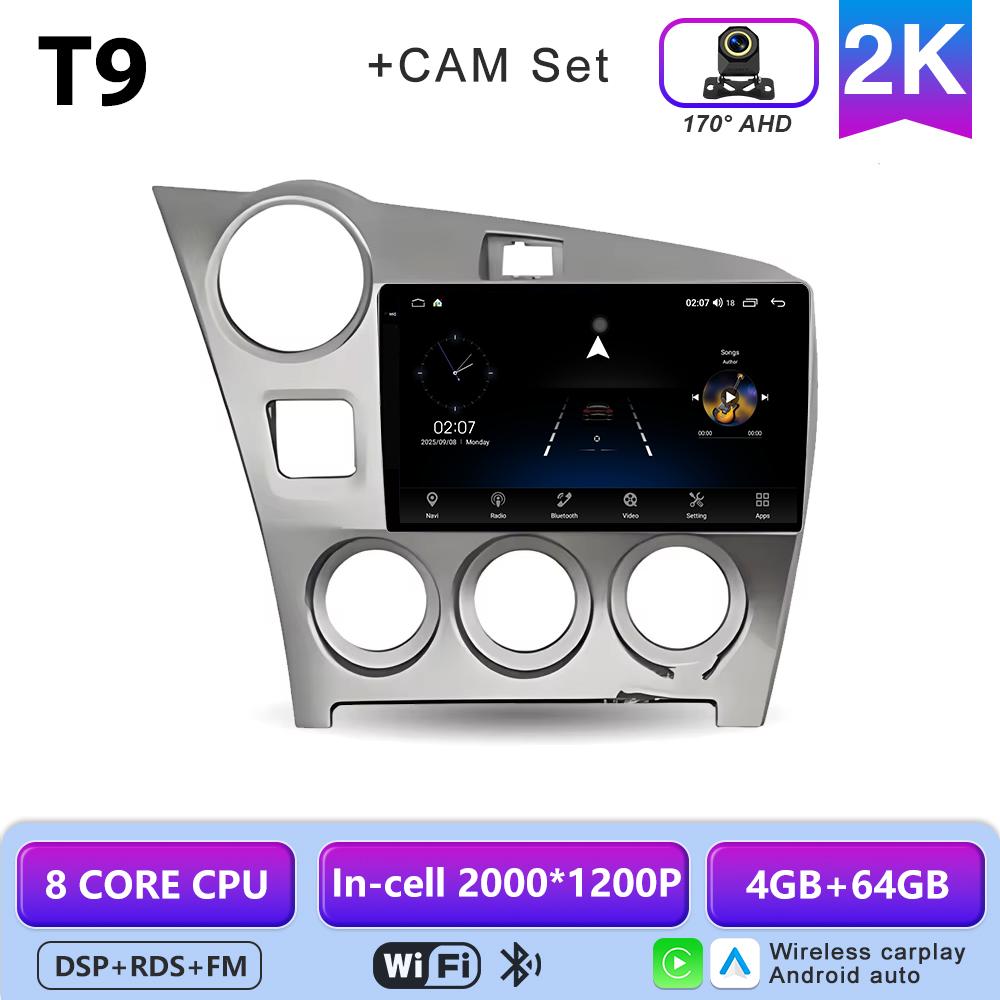 Pour Toyota Matrix 2 E140 2008 2009 2010 2011 2012 2013 2014 Autoradio Android 16 Carplay Lecteur multimédia vidéo Stéréo de voiture RSD