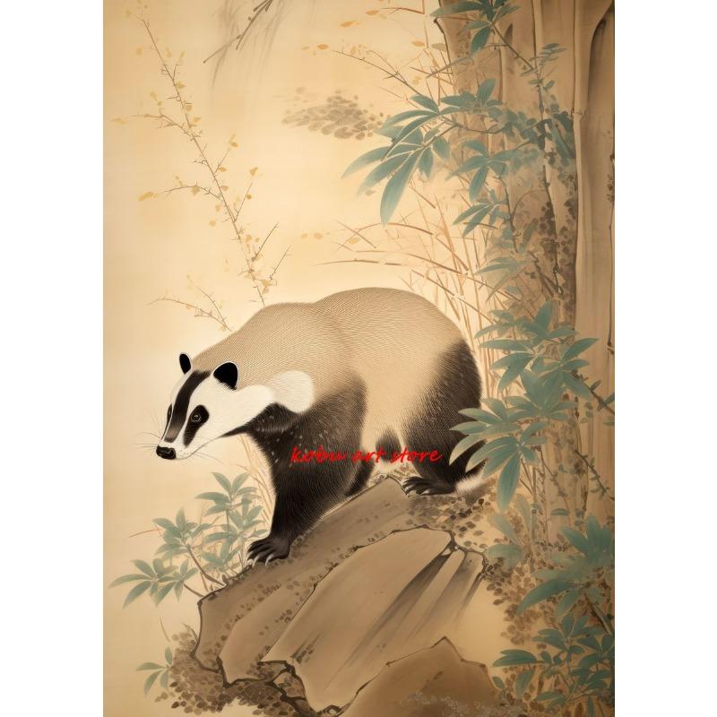 Traditional Japanese Ukiyo-e Lion Wolf Lynx Fox Vintage Animals Poster Print Canvas Painting Wall Picture for Room Home Decor