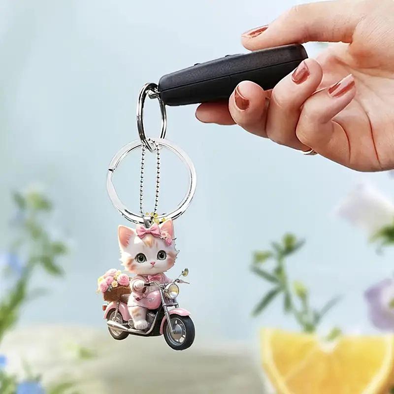 Креативный акриловый плоский 2D милый кулон в виде кошки, подвеска для салона автомобиля, украшение для зеркала заднего вида, украшение для автомобиля