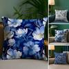 Elegant Blue Floral Pattern Pillow Case Printed Brushed Fleece Pillow Baby Skin-Touch Eco-Friendly Dye-Sublimat