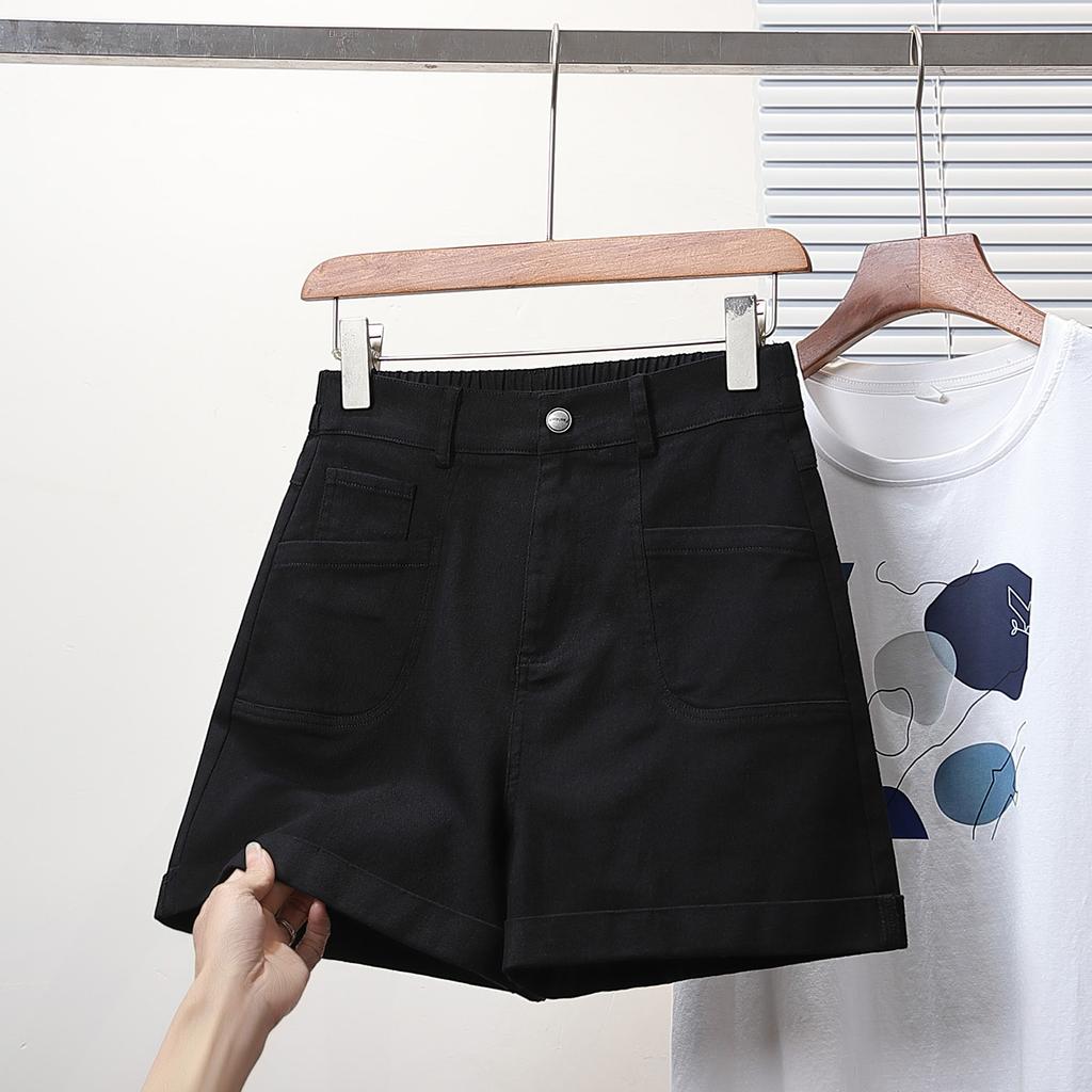 DIMANAF Plus Size 2025 Женские шорты, брюки, летние свободные джинсы-шаровары, короткие базовые брюки с высокой талией и эластичным поясом