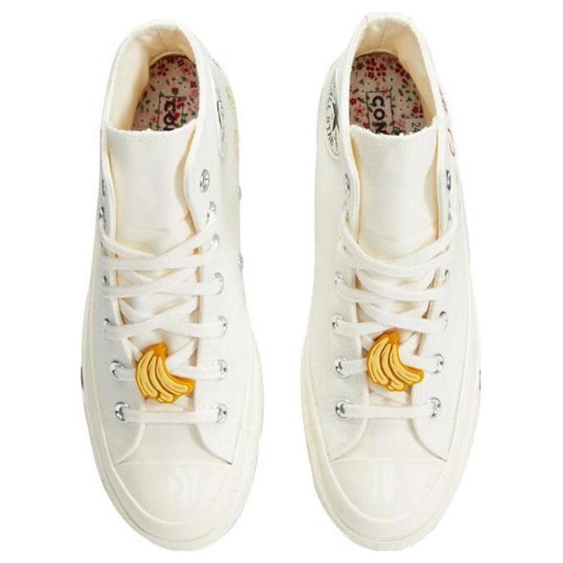 Converse Chuck 70 Фруктовая вышивка Банан Кружевная пряжка Высокие парусиновые унисекс Белый