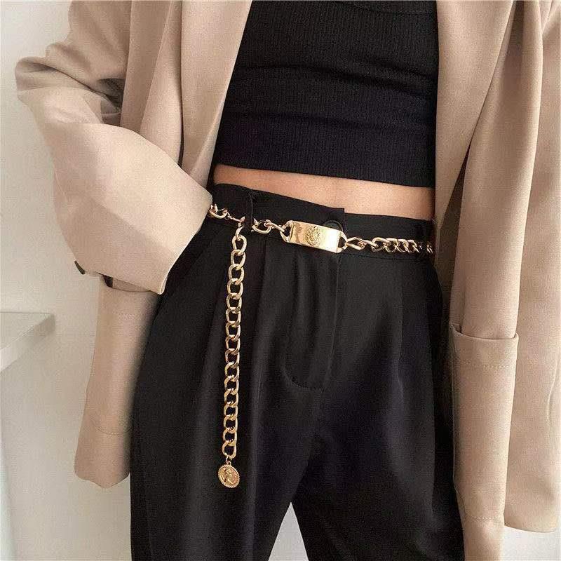 Европейская и американская ретро геометрическая кисточка портрет красоты цепочка для тела женская личность панк металлическая подвеска поясная цепочка