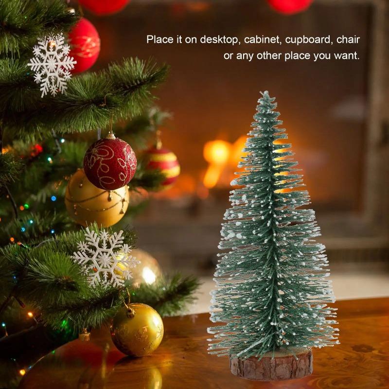 DIY Мини Рождественская елка Сизаль Кедр Настольная Снежинка Сосновые Иголки Украшения Маленькие Белые Сосны Рождественские Украшения Украшенные