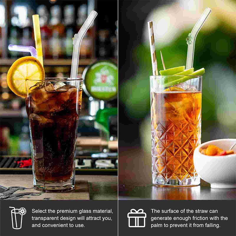 Креативный набор стеклянных трубочек, многоразовый барный инструмент для коктейлей и смузи