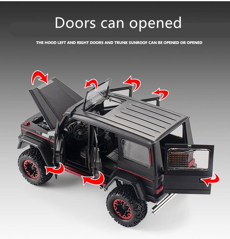 1/24 BENZ G500 4x4 литые шины модель автомобиля литые металлические игрушечные внедорожники модель автомобиля высокая имитация звук и свет детские подарки