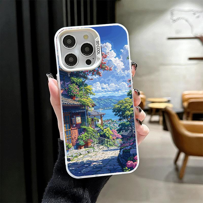 Эстетичный аниме-пейзаж Ударопрочный чехол для телефона для iPhone 17 Air 16 16E 15 Pro Max 14 Plus 13 Mini 12 Задняя крышка Противоударные Fundas