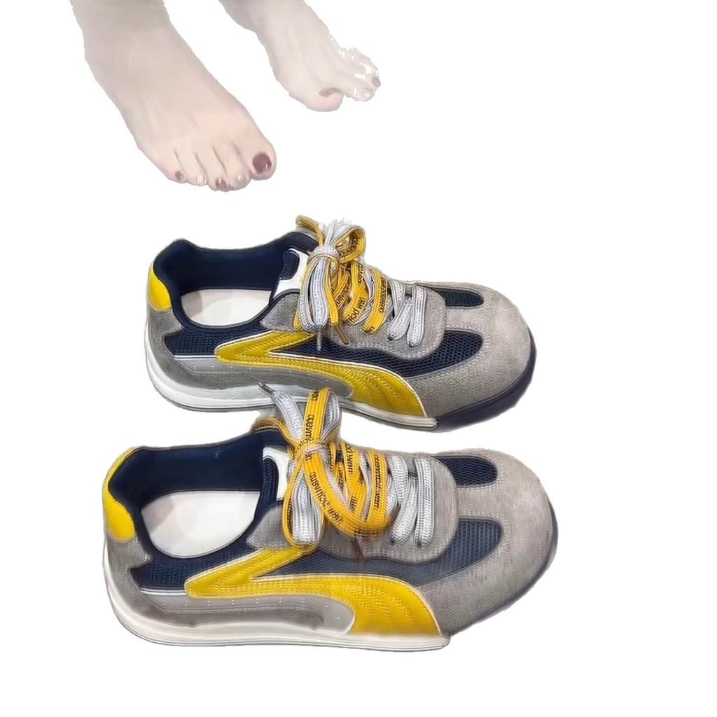 2025 ранняя осень немецкие тренировочные туфли ретро легкие мягкая подошва маленькие спортивные туфли пара шнурков толстая подошва дышащая сетка женские туфли