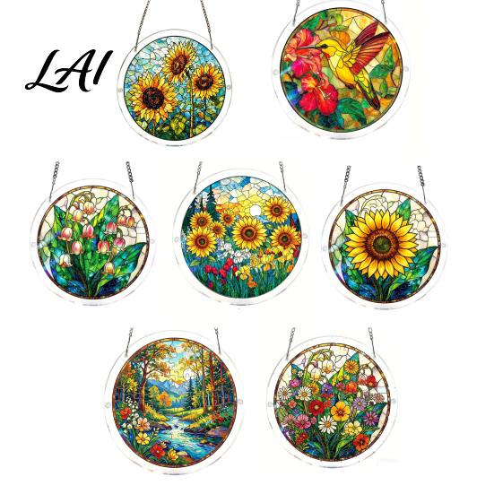 Sunlight Casting Shadows Toy Acrylic Jigsaw Puzzle Suncatcher Colorful Stained Glass Style Sun Catcher Handmade Catcher Kit DIY Puzzles Window