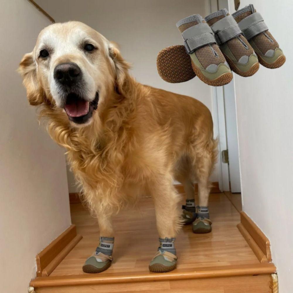 4pcs/set Wear Resistant Dog Paw Protector Breathable Dog Walking Boots for Outdoor Hiking