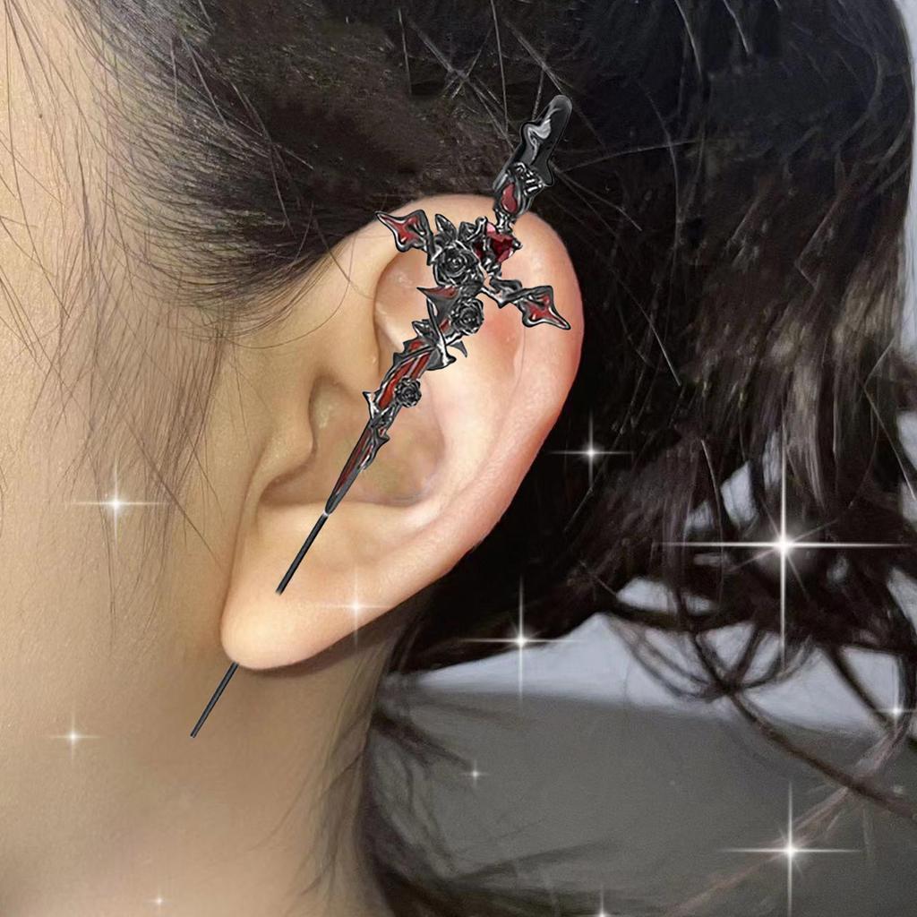 Уникальные серьги-пусеты с дизайном тернового креста и деталями в виде роз, сплавная текстура, женские украшения для вечеринки, подарок для стильной леди