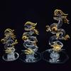 Four Cart Dragon Clear, Total Length: 14.5cm, Handmade Glass, Feng Shui, Good Luck, Ascending Dragon