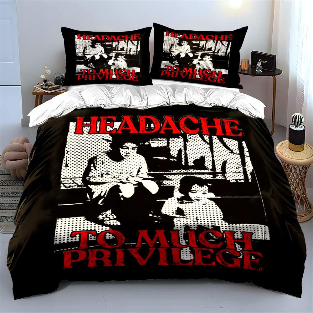 Headache Too Much Privilege Bedding Duvet Cover Set Duvet Cover Pillowcases (1*Duvet Cover 2*Pillowcases, without duvet insert)
