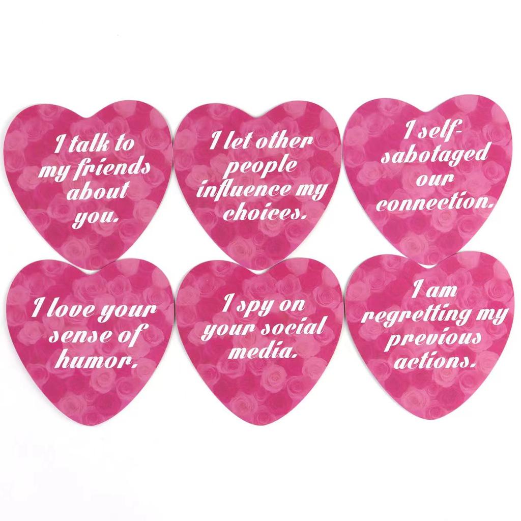 Карты с признанием в любви 8,5*8,5 см, 55 шт. Карты-оракулы в форме сердца для влюбленных со значениями на них