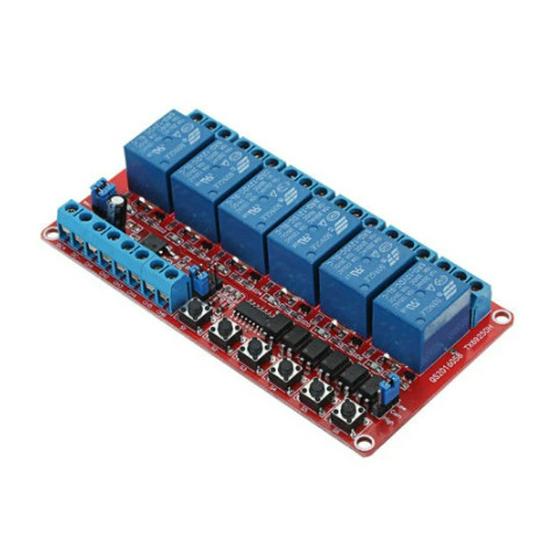 6-Channel Interlock Relay Switch Module, Self-Locking, High/Low Trigger, DC 12V