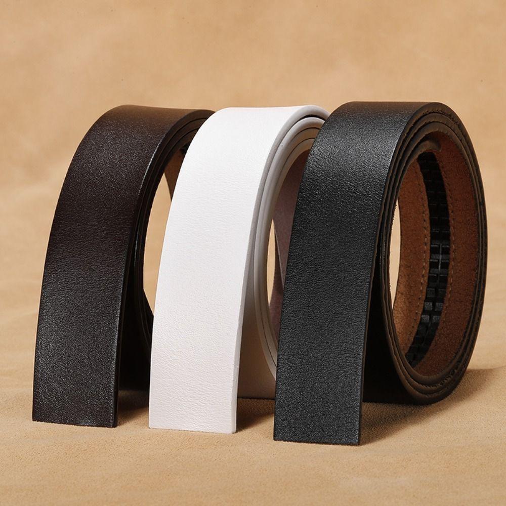Without Buckle Craft DIY Genuine Leather Belt 3.5cm Waistband Non-porous Girdle Classic Waistband