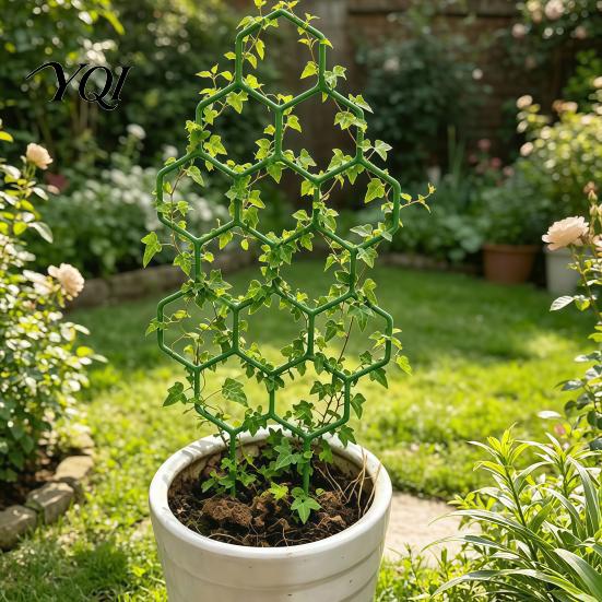 Metal Plant Trellis for Climbing Plants Honeycomb Potted Plants, 13.8" Small Support Modern Desk Indoor Hoya Pothos Ivy And Houseplants, Decorative