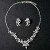 Женщины свадьба горный хрусталь блестящие цветочные ожерелье серьги комплект ювелирных изделий подарок