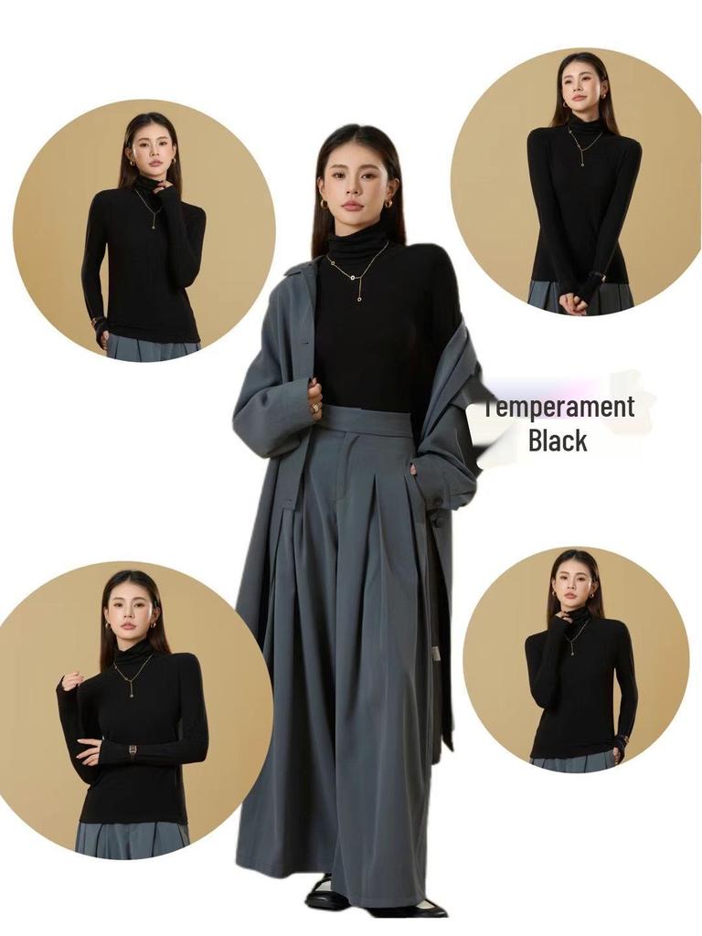 Women's Turtleneck Base Layer: Tencel Wool, Slim Fit, High Elasticity, Long Sleeve, Warm Autumn-Winter Top