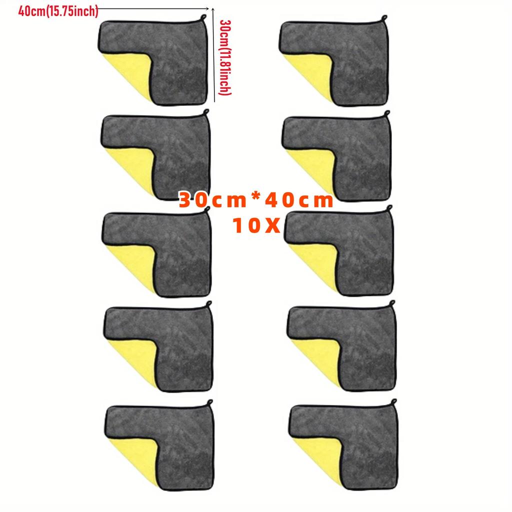 10 шт. Микрофибровое полотенце для очистки, сушки, сушки, ухода за автомобилем, детализации, мойки автомобиля, принадлежности для полотенец, двухслойная салфетка для очистки оконного стекла