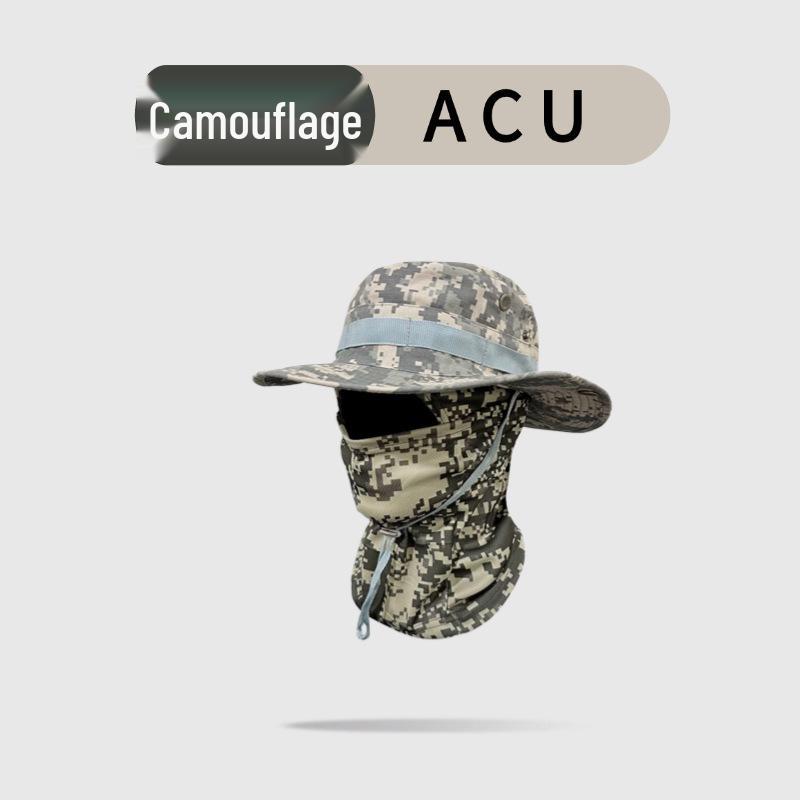 Camouflage Windproof Bucket Hat & Sunscreen Mask Set for Outdoor Activities